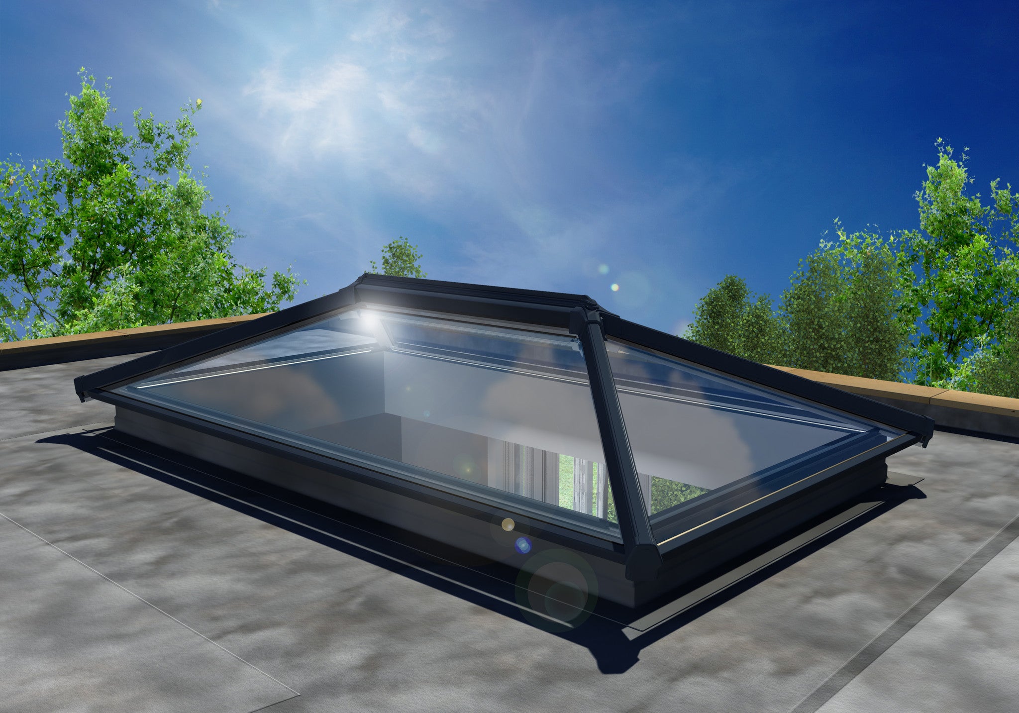 1500 X 4000 Aluminium Lantern Roof UltraSKY (UNGLAZED)